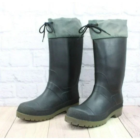 LL Bean Black Rubber Mid Calf Waterproof Insulated Winter Boots Size 6 - Picture 2 of 11